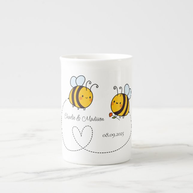 Caneca De Porcelana Texto Personalizado Abelhas Felizes (Frente)
