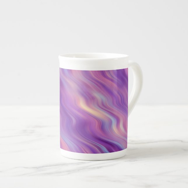 Caneca De Porcelana Textura ondulada violeta (Frente Esquerda)
