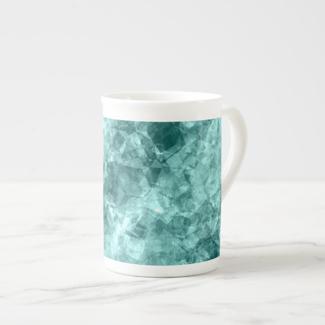 Caneca De Porcelana Textura Teal Crumplada (Frente Esquerda)