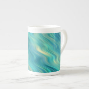 Caneca De Porcelana Textura Wavy de Hydrangea Azul