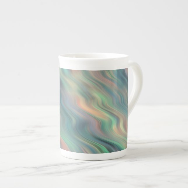 Caneca De Porcelana Textura Wavy Iris Azul (Frente Esquerda)