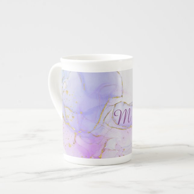 Caneca De Porcelana Tinta rosa, púrpura e azul de álcool (Frente Esquerda)