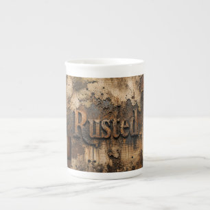 Caneca De Porcelana Tipografia Enferrujada na Parede Industrial Grunge