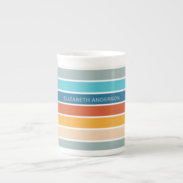 Caneca De Porcelana Tiras de Sunset Retroativo Modernas Personalizadas (Frente)
