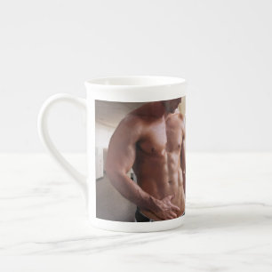 Caneca De Porcelana Torso masculino musculoso sem camisa de SlipperyJo