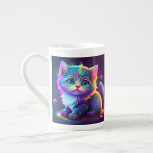 Caneca De Porcelana Trabalho de arte Digital Gato Colorido - 79827