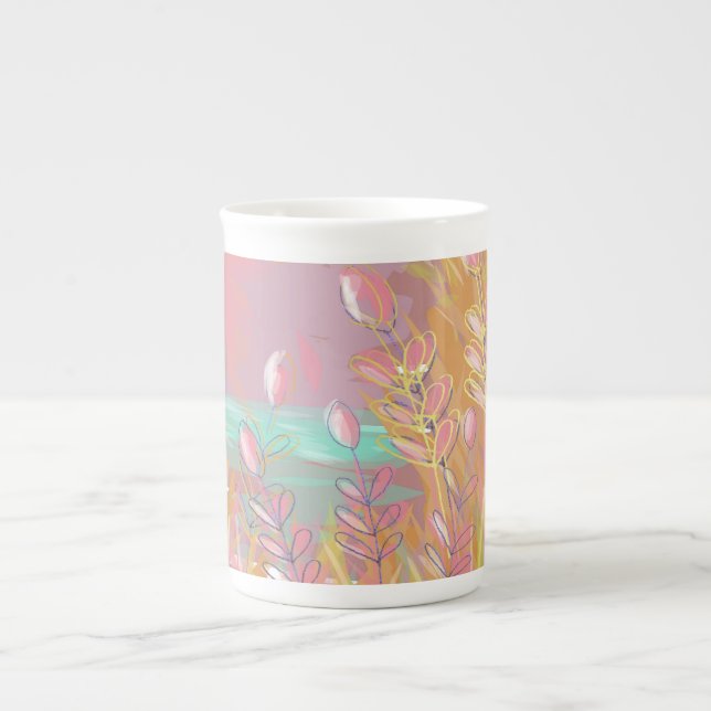 Caneca De Porcelana Trabalho de arte original contemporâneo "O lago" (Frente)