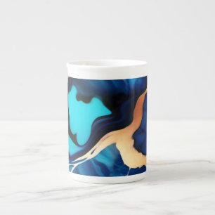 Caneca De Porcelana Trendy Blue Dourado mármore azul amarelo