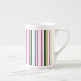 Caneca De Porcelana Trendy Modern Pink Green Strips