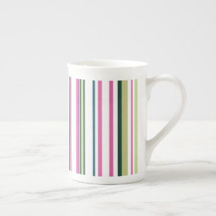 Caneca De Porcelana Trendy Modern Pink Green Strips