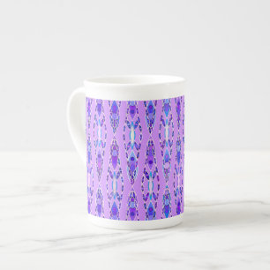 Caneca De Porcelana Tribal Batik - Lavanda, Azul e Violeta
