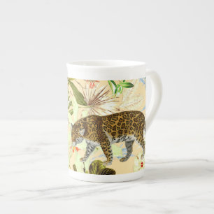 Caneca De Porcelana Tropical de Selva de Flor Moderna