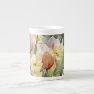 Caneca De Porcelana Túlipas em Flor na Primavera