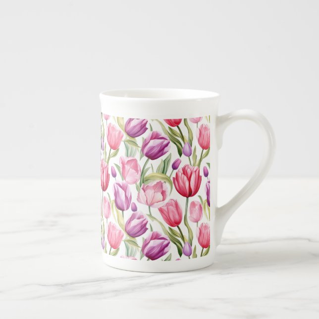 Caneca De Porcelana Tulipas Osso China Mug (Direita)