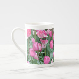 Caneca De Porcelana Tulipas Rosa