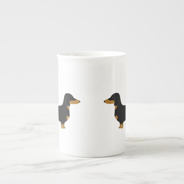 Caneca De Porcelana Tumg Black Daschund Bone China (Frente)