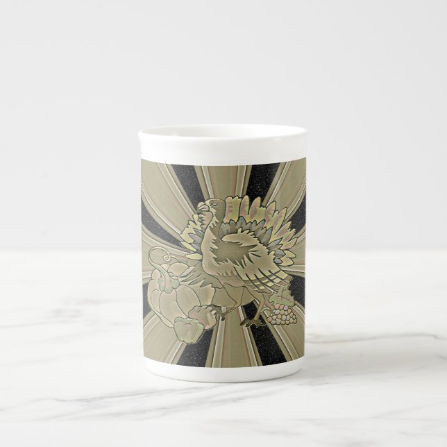 Caneca De Porcelana Turquia no Dia de Ação de Graças - (Frente)