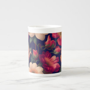 Caneca De Porcelana Um papel de parede com um padrão floral