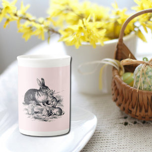 Caneca De Porcelana Uma família de coelhos - ilustração vintage
