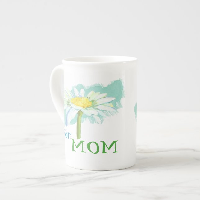 Caneca De Porcelana Uma margarida para a mamãe Bone China Mug (Frente Esquerda)