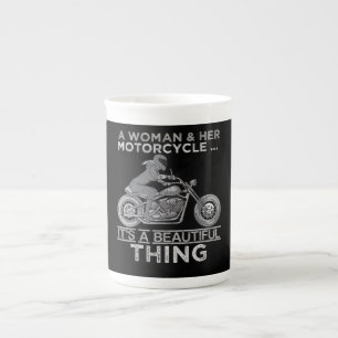 Caneca De Porcelana Uma Mulher E Seu Presente De Arte De Moto Para Bik
