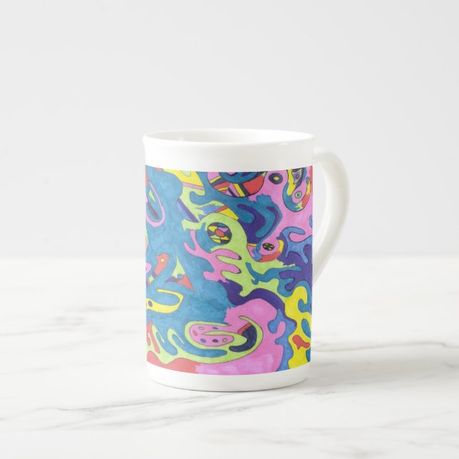Caneca De Porcelana "Underwater Playground" Abstrato Art (Frente Esquerda)