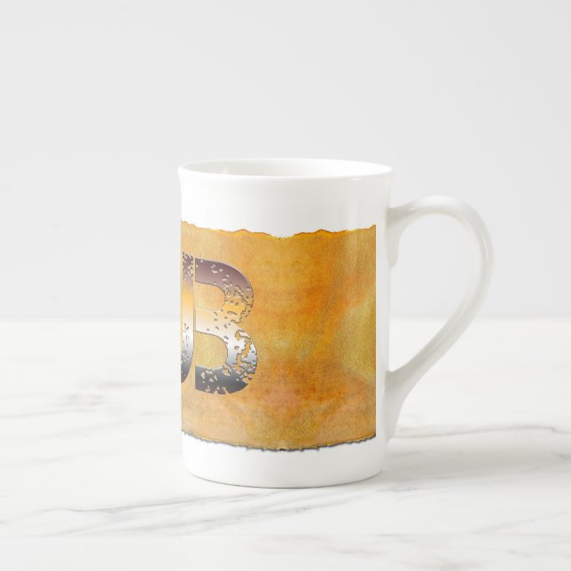 Caneca De Porcelana Ursinho de SlipperyJoe, palavra cor laranja-castan (Direita)
