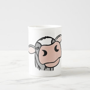 Caneca De Porcelana vaca de desenho animado preto branco rosa beijo ci