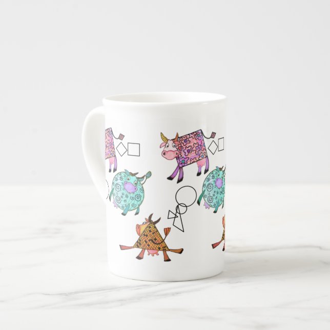 Caneca De Porcelana Vacas voadoras (Frente Esquerda)