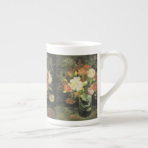 Caneca De Porcelana Van Gogh ainda vive com flores e Rosa