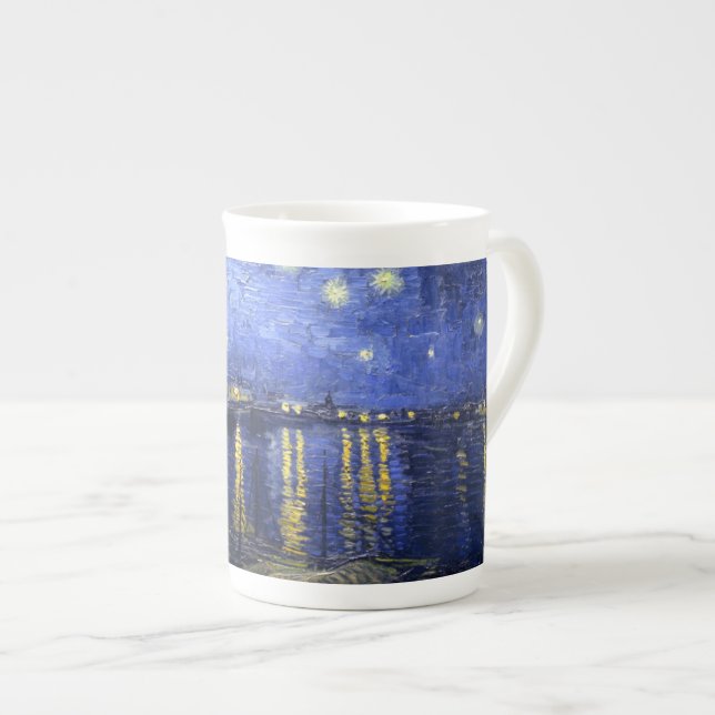 Caneca De Porcelana Van Gogh: Noite estrelado sobre o Rhone (Frente Esquerda)