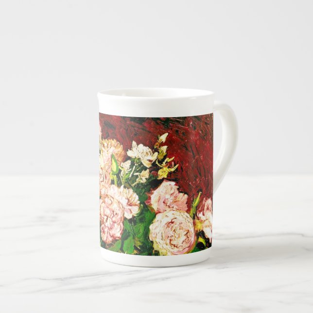 Caneca De Porcelana Van Gogh Peonies e Rosas (Frente Esquerda)