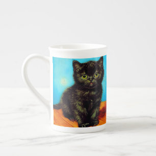 Caneca De Porcelana Van Gogh Style Pouting Kitten