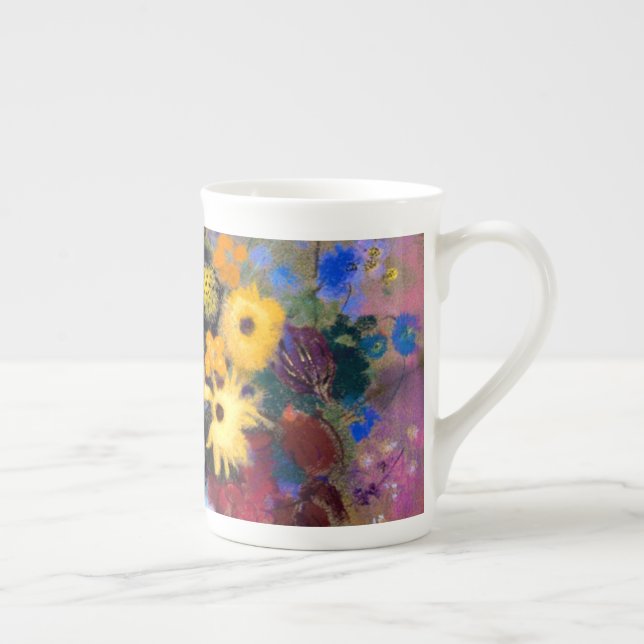 Caneca De Porcelana Vaso Branco com Flores Odilon Redon (Direita)