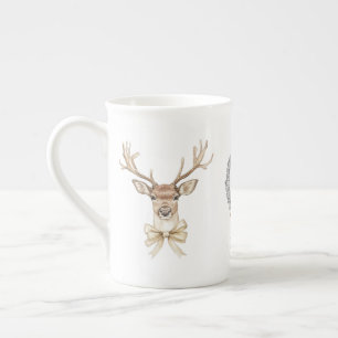 Caneca De Porcelana Veado com Arco de Natal