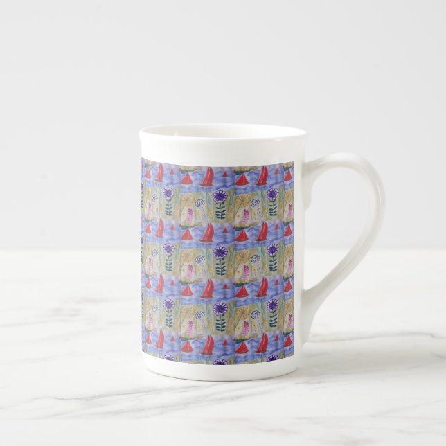 Caneca De Porcelana Velas Vermelhas e Flores (Direita)