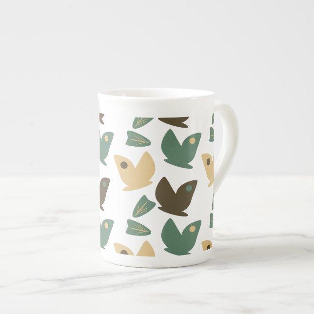 Caneca De Porcelana Verde Botânica Moderna (Frente Esquerda)