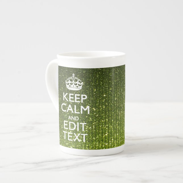 Caneca De Porcelana Verde Oleícola Mantenha Calma Tenha Seu Texto (Frente Esquerda)