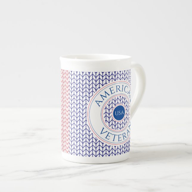 Caneca De Porcelana VETERAN AMERICANO Bone China Mug (Frente Esquerda)