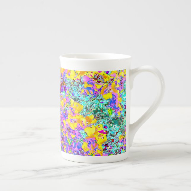 Caneca De Porcelana Vibrant Abstract Art Mug – Turquoise Yellow Magent (Direita)
