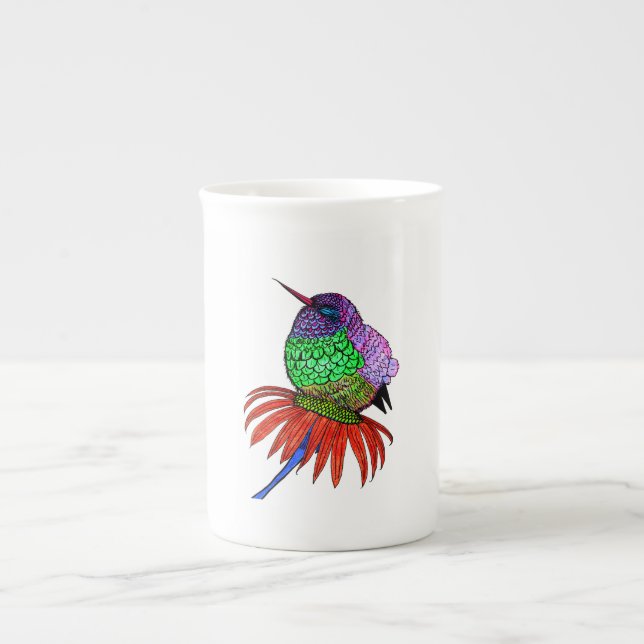 Caneca De Porcelana Vibrante Fluffy Baby Hummingbird (Frente)