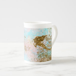 Caneca De Porcelana Vida Sereia Real - Sereia Dourada Glitter