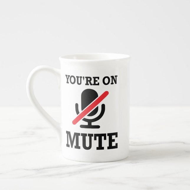 Caneca De Porcelana Video Call, trabalho de casa, você está no mudo (Esquerda)