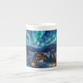Caneca De Porcelana Vila de Inverno em Vidro Pintado