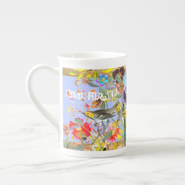Caneca De Porcelana Vintage Bohemian Songbird Periwinkle (Esquerda)