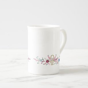 Caneca De Porcelana Vintage Embroiderme Bone China Cup
