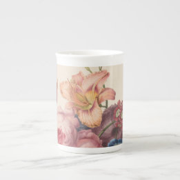 Caneca De Porcelana Vintage Floral Bone China Mug