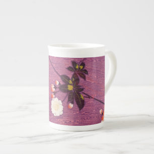 Caneca De Porcelana Vintage Japonês Kimono Textile, Cherry Blossoms