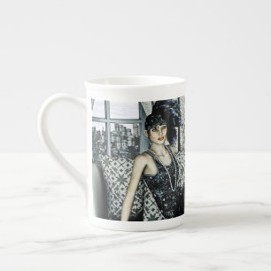Caneca De Porcelana Vintage Retro dos Anos 20 e 30