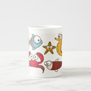 Caneca De Porcelana Vintage Sea Animal Bone China Mug